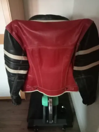Cazadora Piel Moto Bicolor Mujer