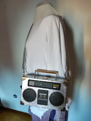 Bolso Diseño Radio Plata Dorado