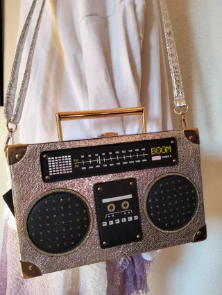 Bolso Diseño Radio Plata Dorado