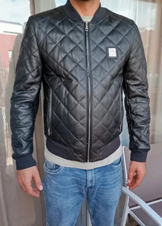 Cazadora Piel D&G Negra Hombre