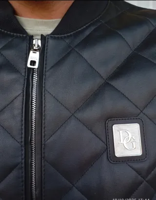 Cazadora Piel D&G Negra Hombre