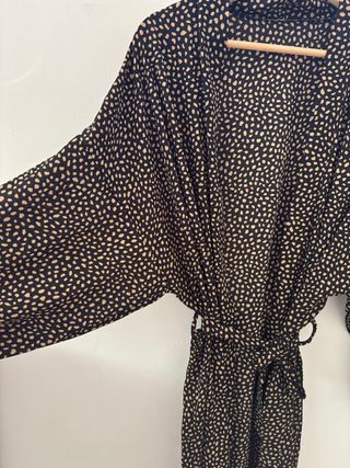 Vestido Kimono Beige y Negro Lunares Talla Única