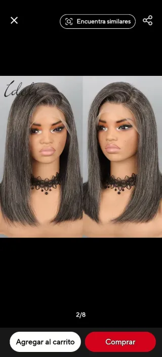 Peluca Idoli Encaje Frontal Gris Plateado Humano