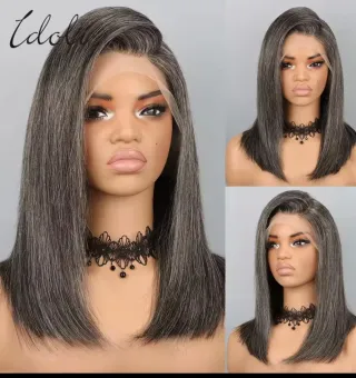 Peluca Idoli Encaje Frontal Gris Plateado Humano