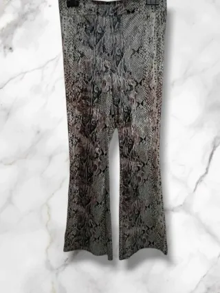 Pantaloni Velluto Pitonati Marrone/Grigio