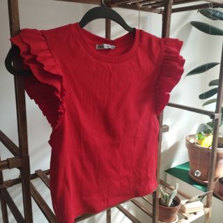 Top Zara Naranja Volantes Talla L