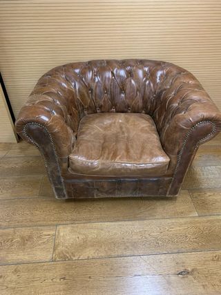 2 Sofás Chester Vintage Piel Marrón