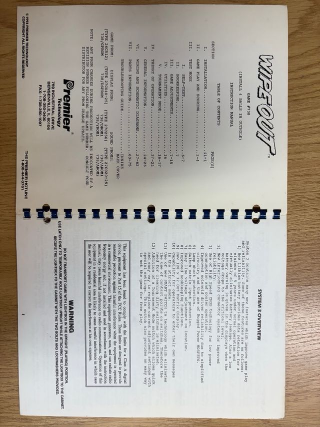 Manual Gottlieb Wipe Out Pinball