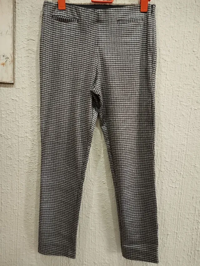 Pantalón elástico cuadros negro, burdeos, beige
