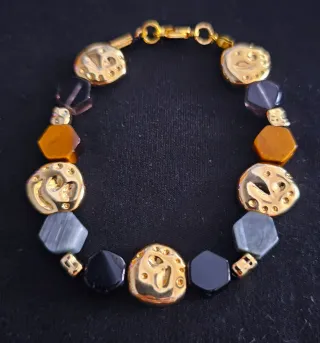 Pulsera mujer dorada y morada