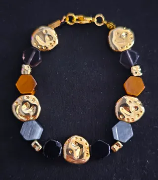 Pulsera mujer dorada y morada