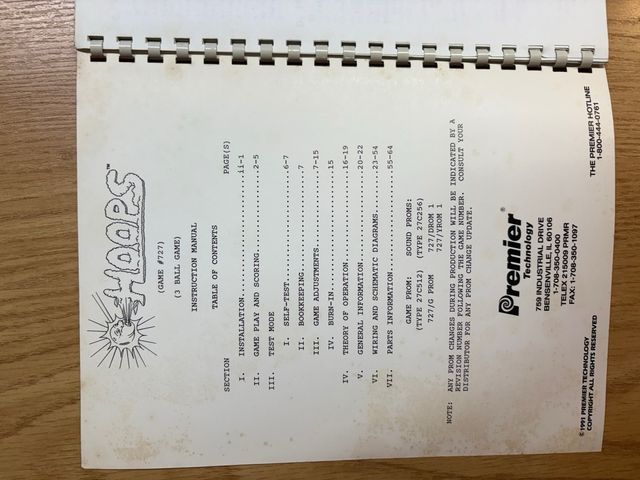 Manual Pinball HOOPS Gottlieb 1993
