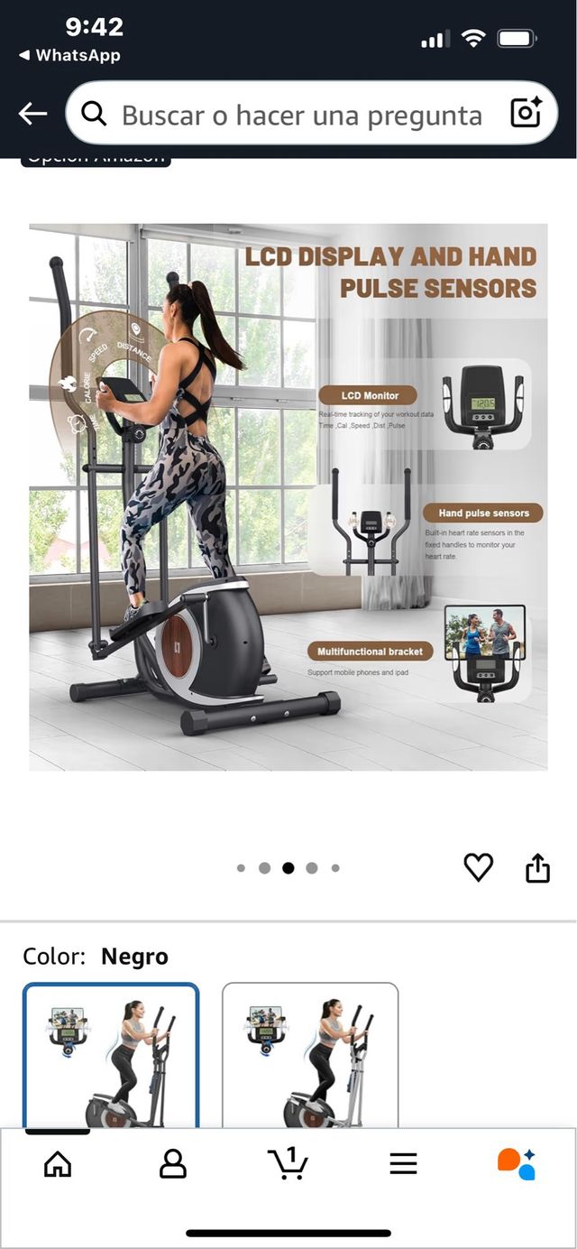 Bicicleta Elíptica Monitor LCD Negro