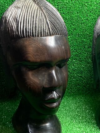 Pareja Figuras Madera Rostros Africanos
