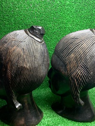 Pareja Figuras Madera Rostros Africanos