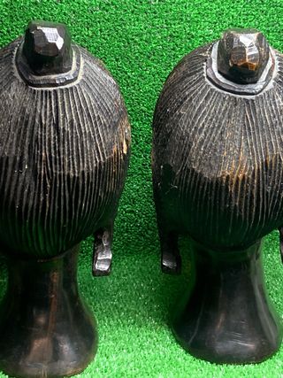 Pareja Figuras Madera Rostros Africanos