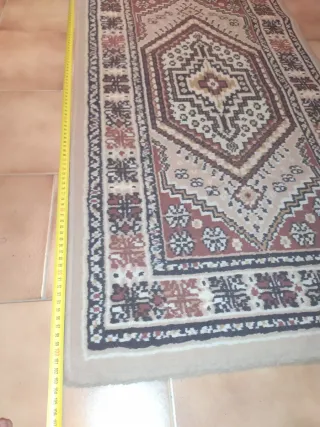 Tappeto lana beige e rosso