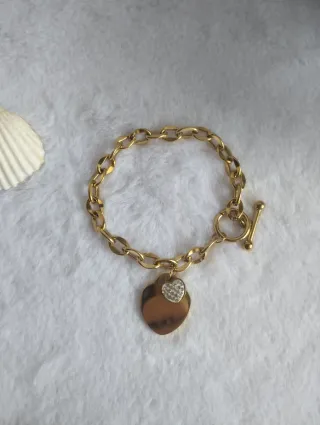 Pulsera dije de corazón (opción grabado láser)