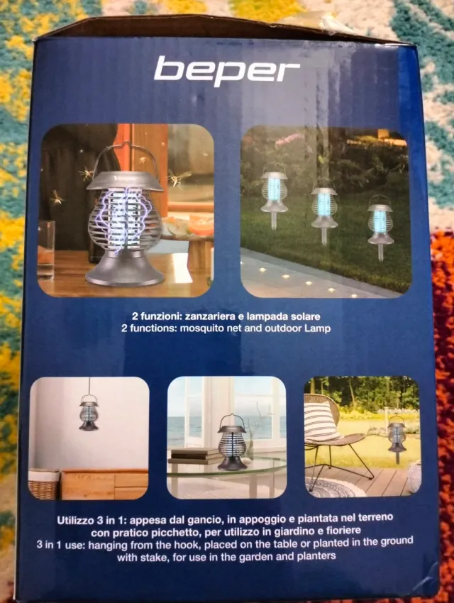 Zanzariera e Lampada Solare Beper 3in1