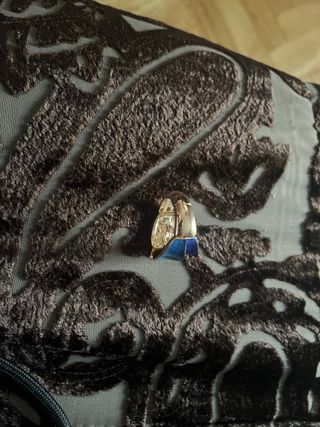 Anillo chapado en Oro 18kl Esmaltado Azul