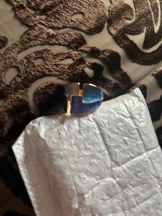 Anillo chapado en Oro 18kl Esmaltado Azul