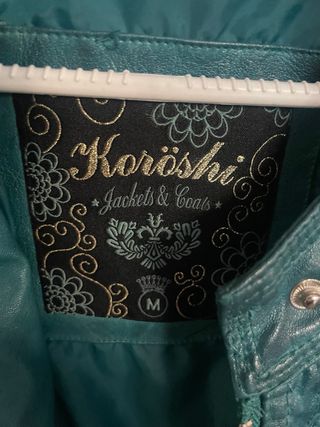 Chaqueta cuero Koroshi color verde azulado