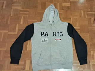 Sudadera con capucha PARIS gris y negra