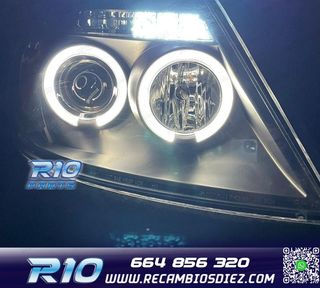 FAROS PARA TOYOTA HILUX 05-11 LED OJOS ANGEL NEGROS