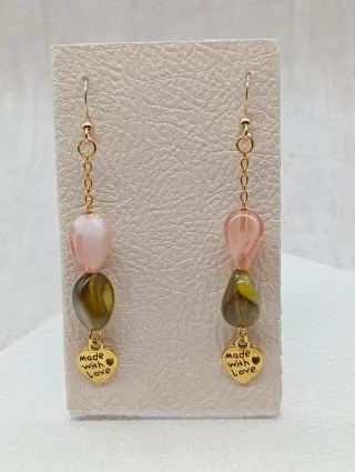 Pendientes largos vintage con corazón