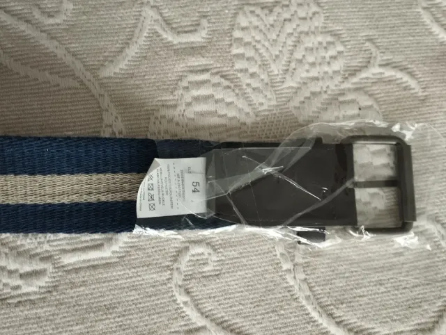 Cinturón de tela rayas gris y azul