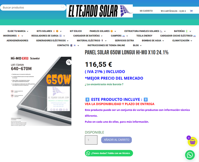 Panel Solar 650W Longui Hi-Mo X10