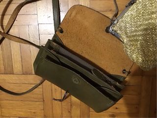 Borsetta pelle e paglia dorata