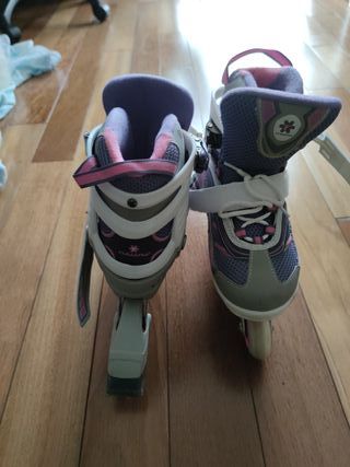 Patines en línea infantiles rosas y morados