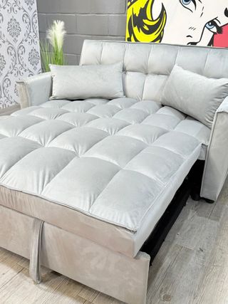 Sofá Cama Fuji Gris Terciopelo