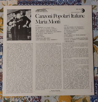 LP Maria Monti Canzoni Popolari Italiane