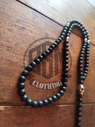 Collana Rosario skull - nero matt
