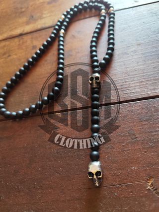 Collana Rosario skull - nero matt