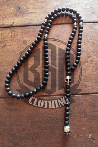 Collana Rosario skull - nero matt
