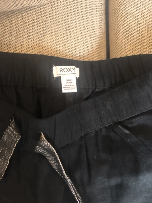 Roxy Pantalones Lino Negro Talla M