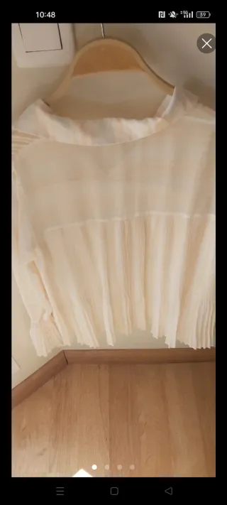 Camisa Massimo Dutti Beige/Blanca