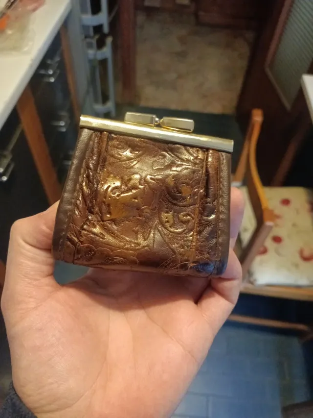 Portamonete antico in pelle anni '60