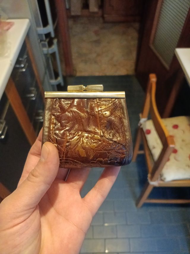 Portamonete antico in pelle anni '60
