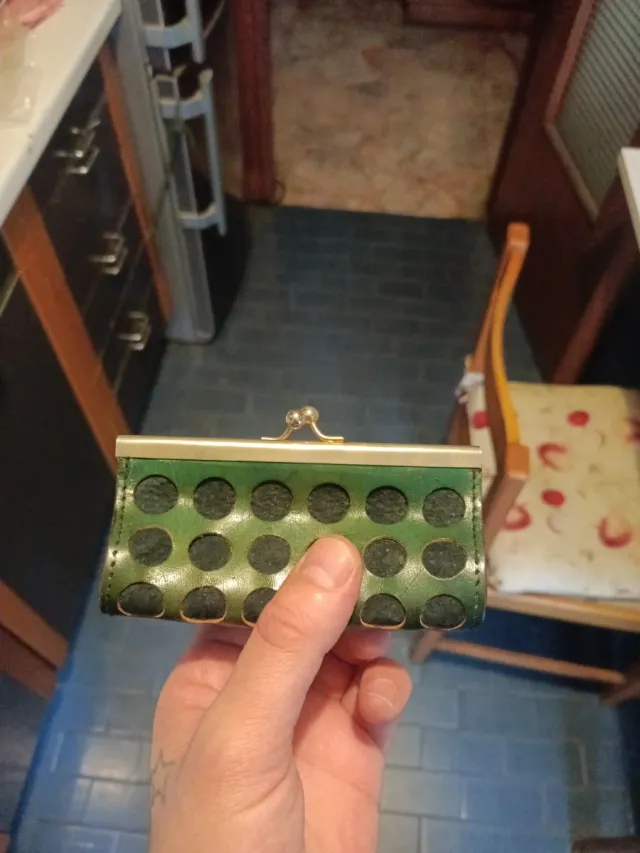 Portamonete antico in pelle anni 60