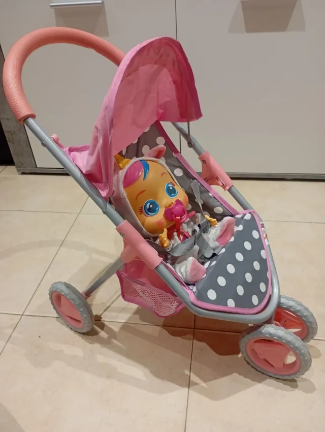 Cochecito Muñecas Bebé Llorón Rosa