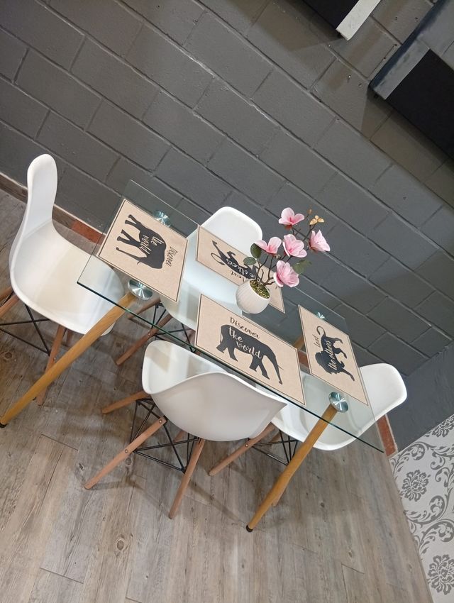 Juego Comedor 4 Sillas Mesa Cristal