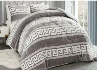 Edredón borrego gris con fundas