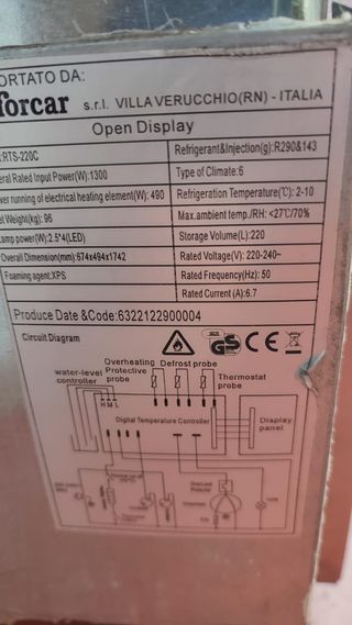 Vitrinas mural refrigerada forcar segunda mano