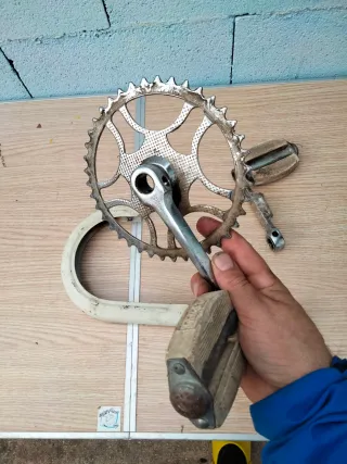 Pedales y plato bicicleta vintage