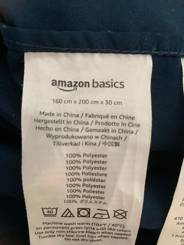 Sábana bajera Amazon Basics 160x200cm Azul