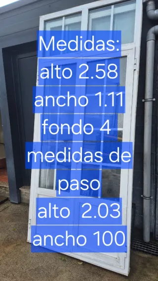 Puerta doble aluminio blanco con cristal